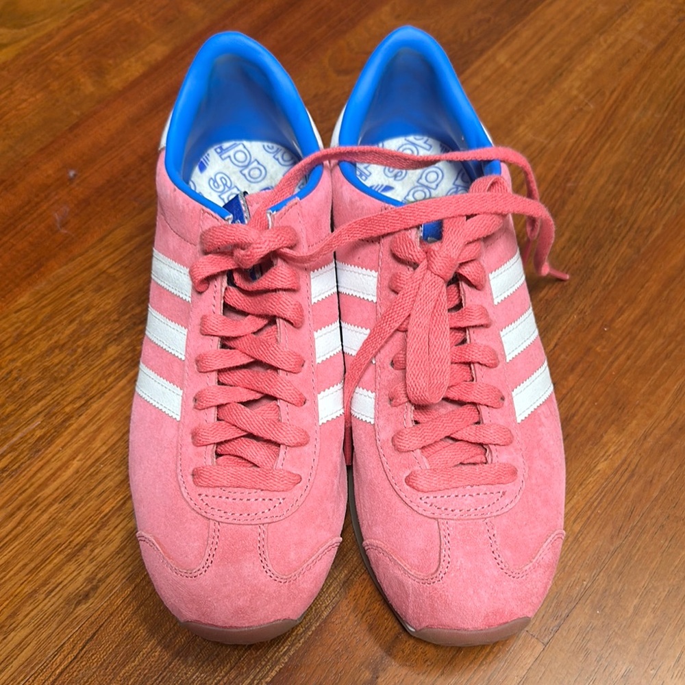 adidas Pink Suede Classic Sneakers with White Stripes